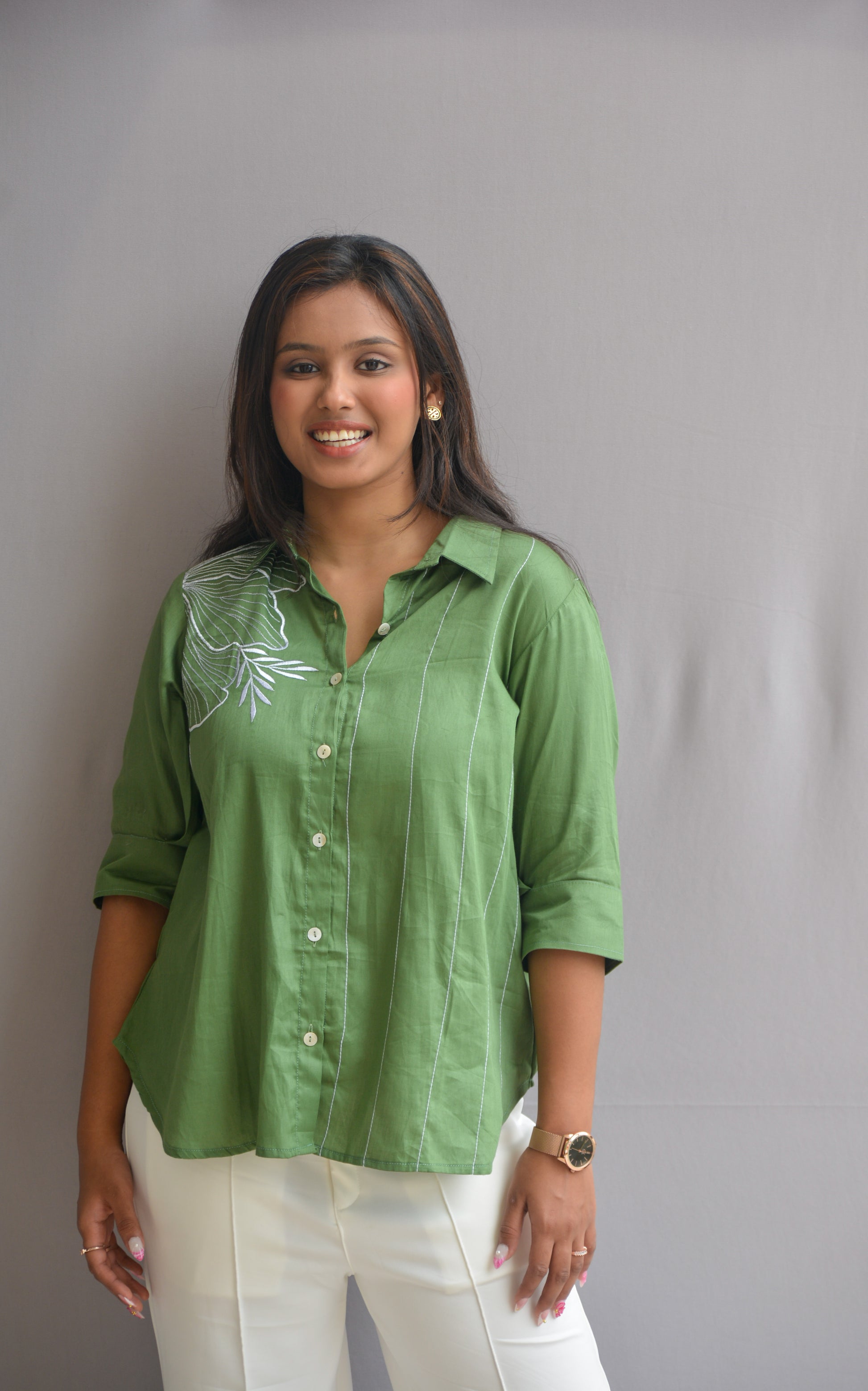 Soft Green Bloom Shirt
