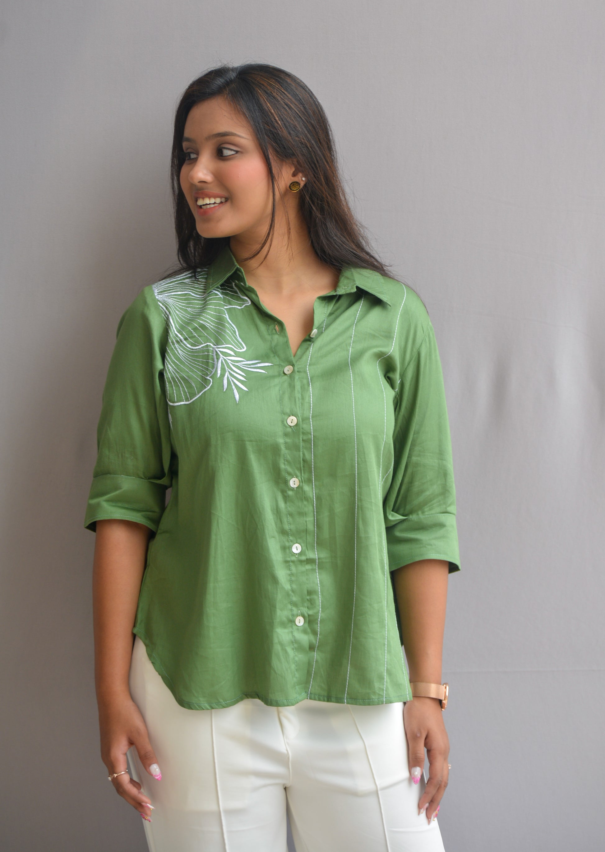 Soft Green Bloom Shirt