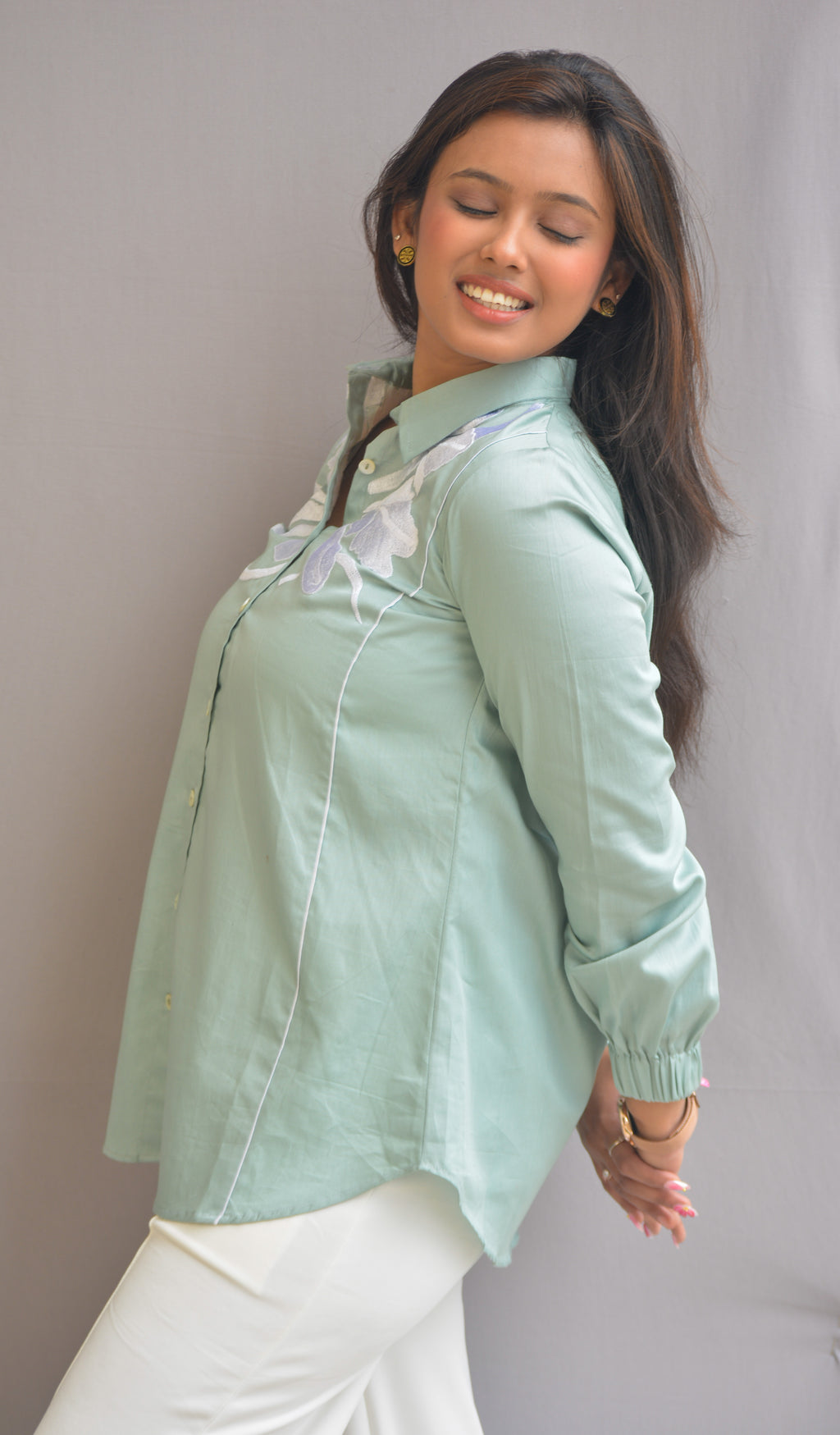 Green Structured Shirt