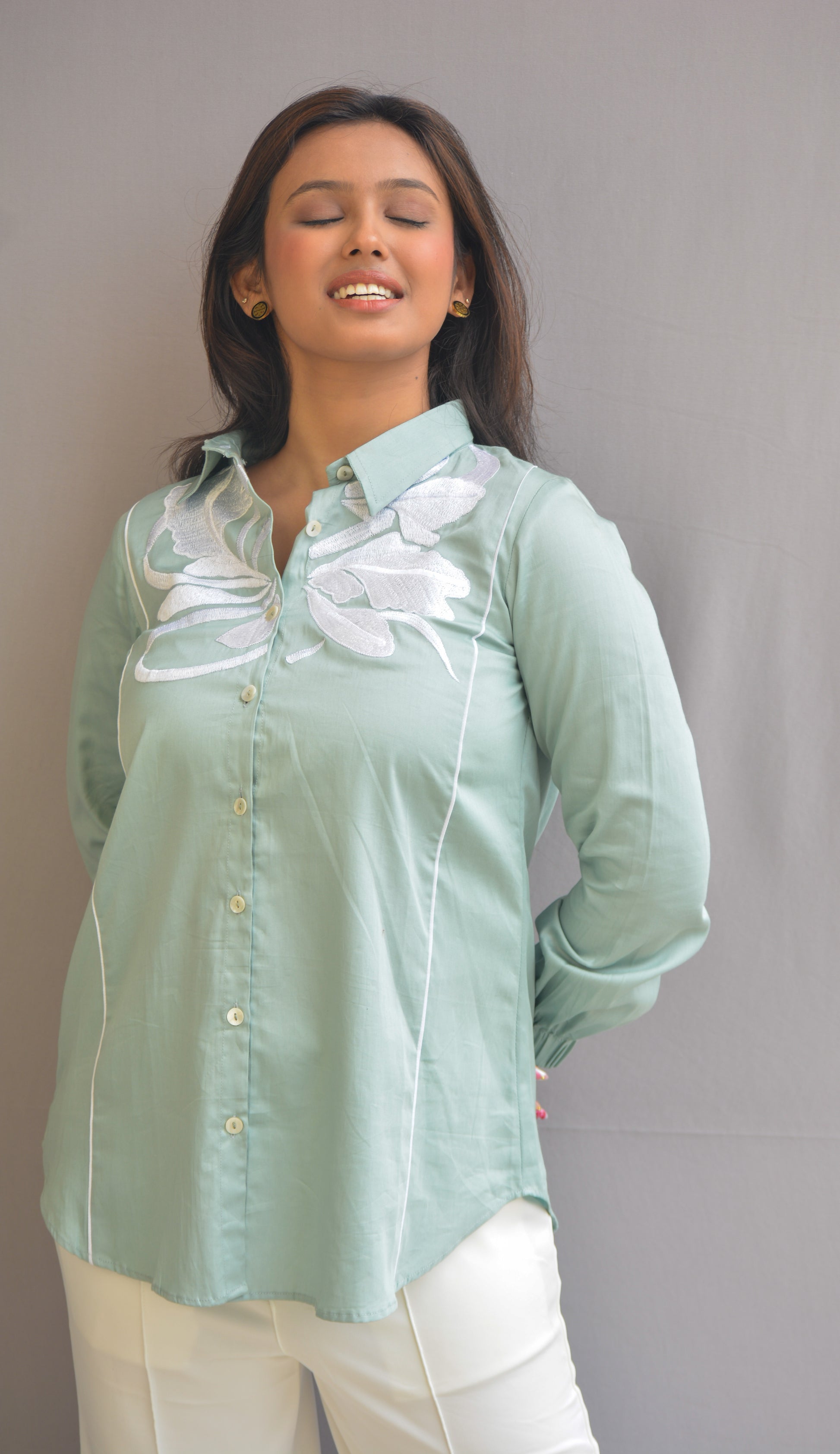 Green Structured Shirt
