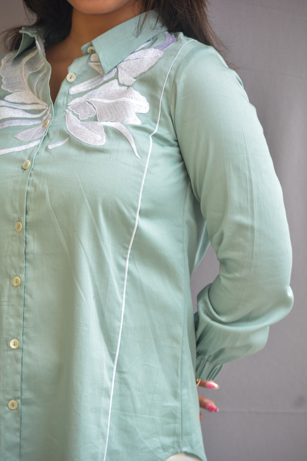 Green Structured Shirt