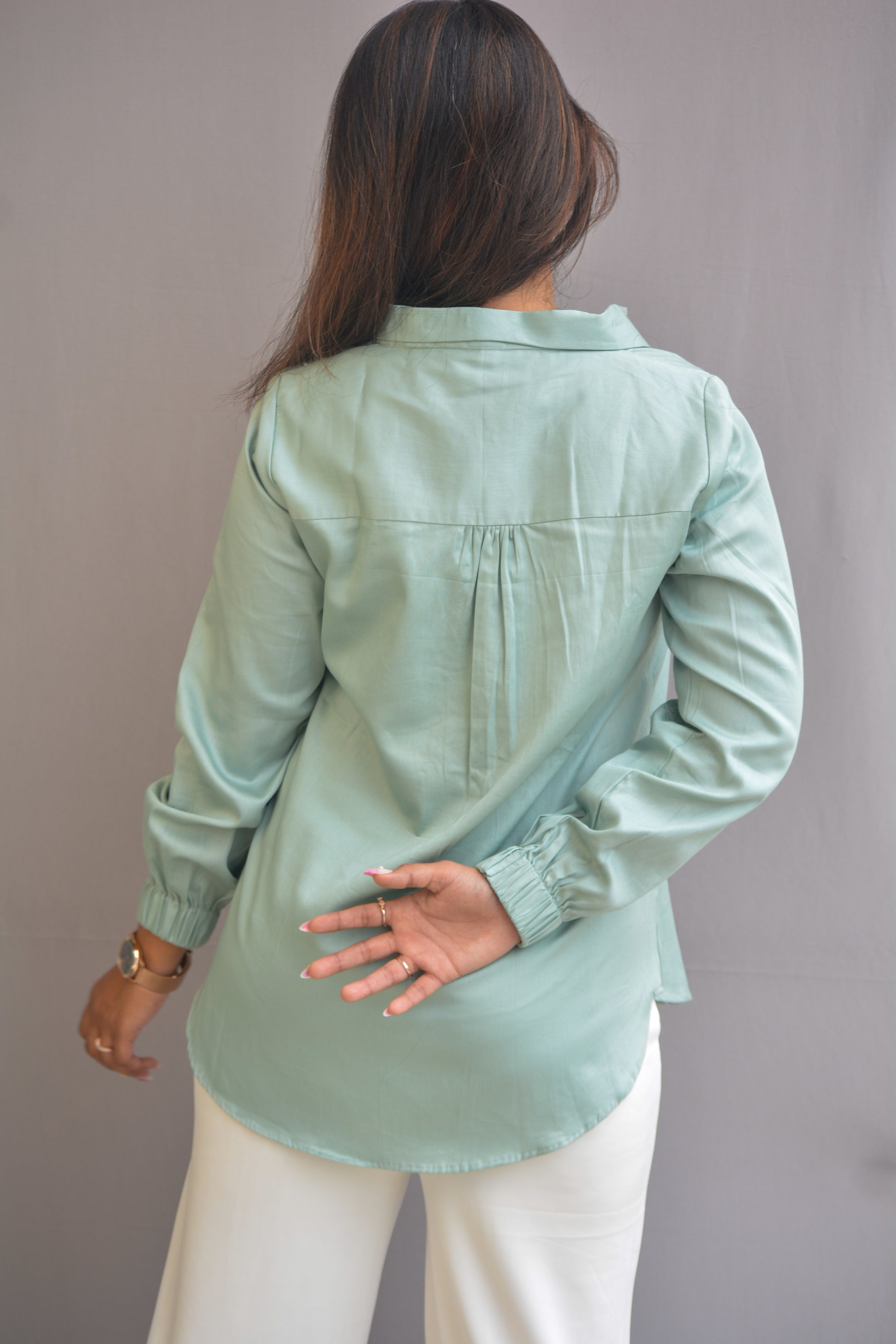 Green Structured Shirt