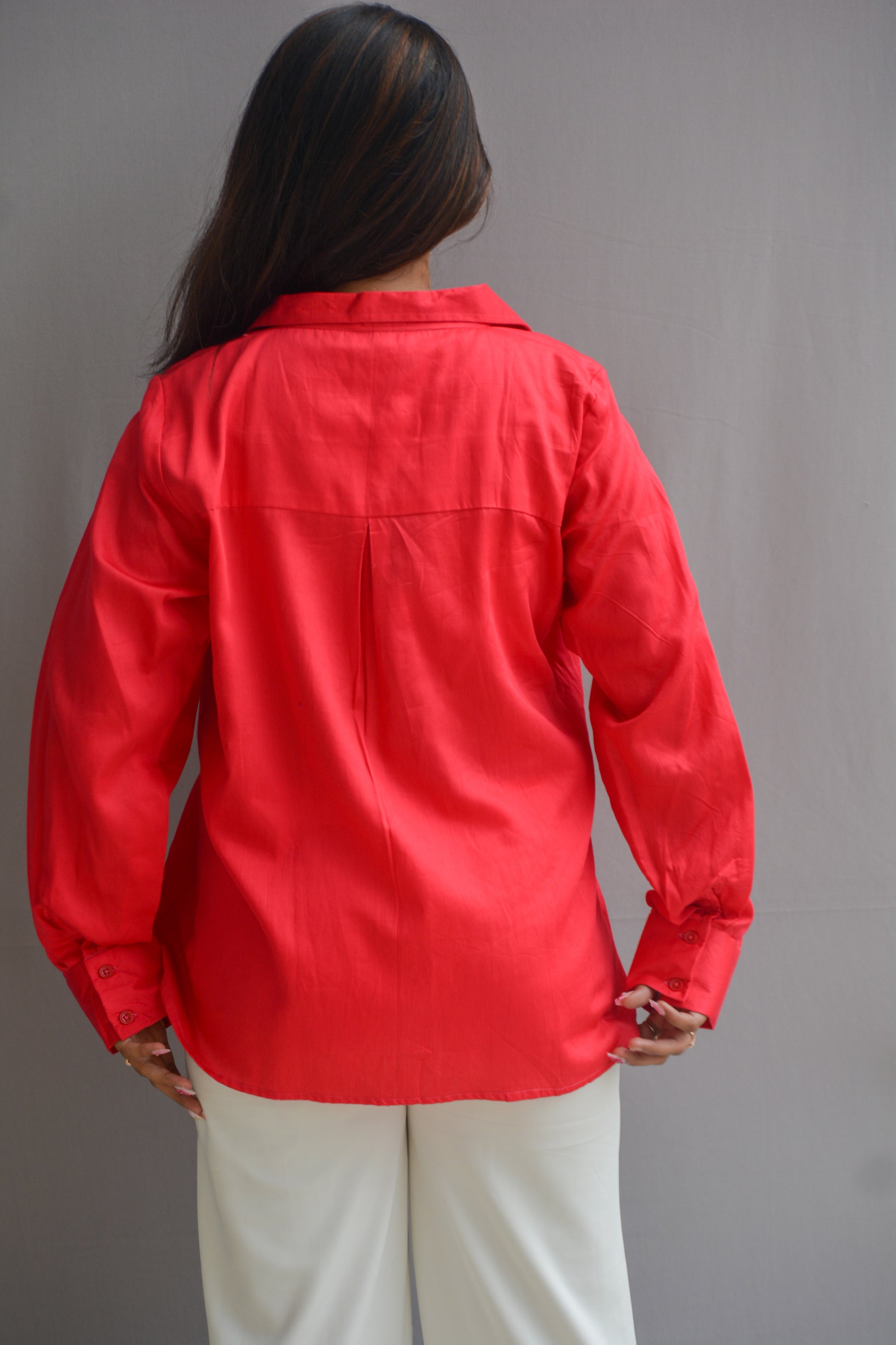 Pink Freehand Embroidery Shirt